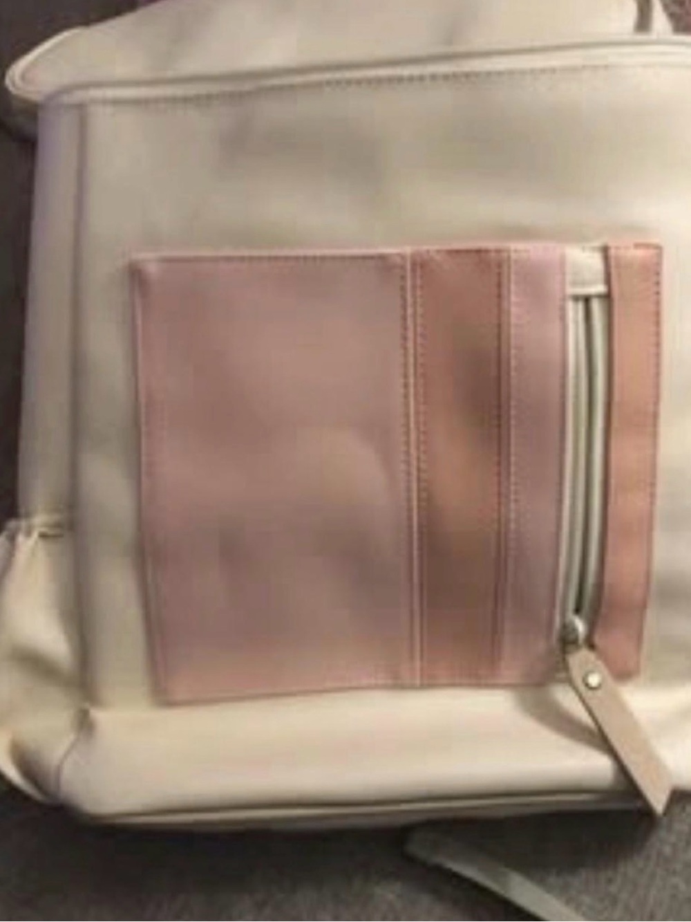 Jadelynn Brooke Cream and Blush Front-Pocket Backpack Tote